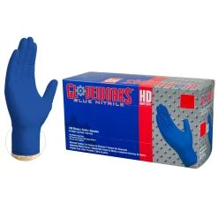 Gloveworks Industrial Grade Heavy Duty Nitrile Gloves, Royal Blue, 100-Count, GWRBN48100, X-Large