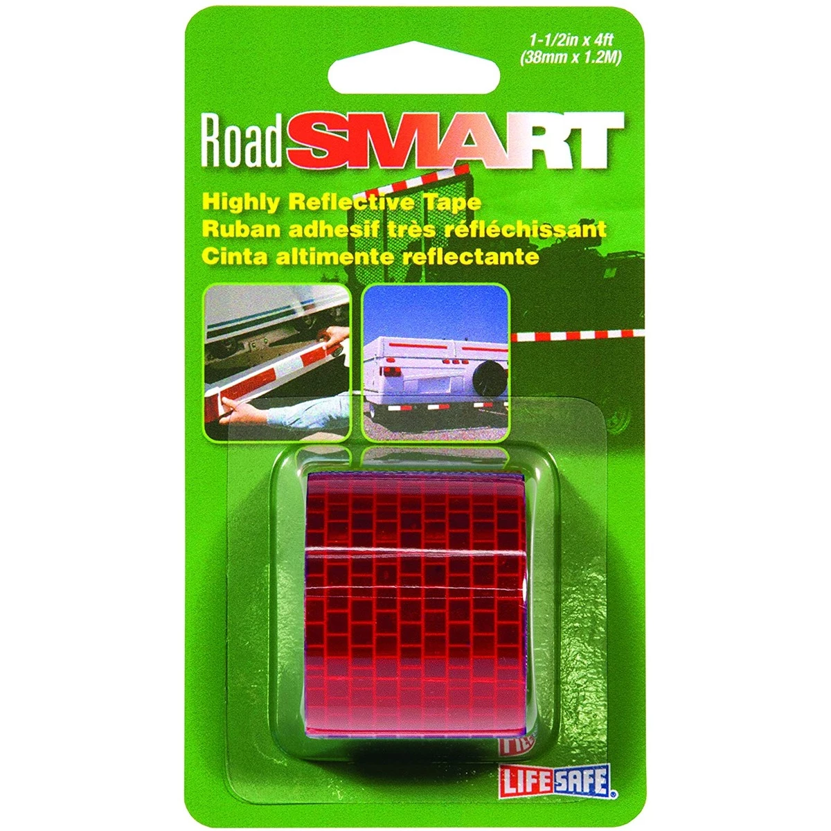 Lifesafe High Visibility Reflective Safety Tape, Red, 1.5 IN x 4 FT, RE804 3 Lifesafe High Visibility Reflective Safety Tape, Red, 1.5 IN x 4 FT, RE804