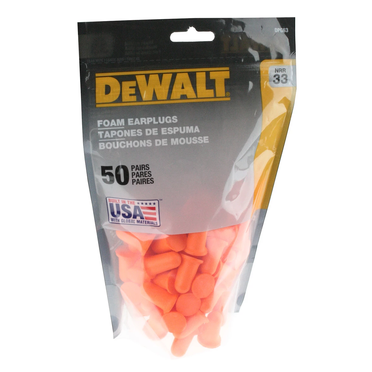 DEWALT Orange Bell Nrr33 50-Pack, DPG63BG50 3 DEWALT Orange Bell Nrr33 50-Pack, DPG63BG50
