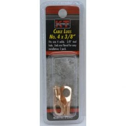 K-T Industries Cable Lug Size, 2-Pack, Copper, 4 Cable, 3/8 IN, 2-2342