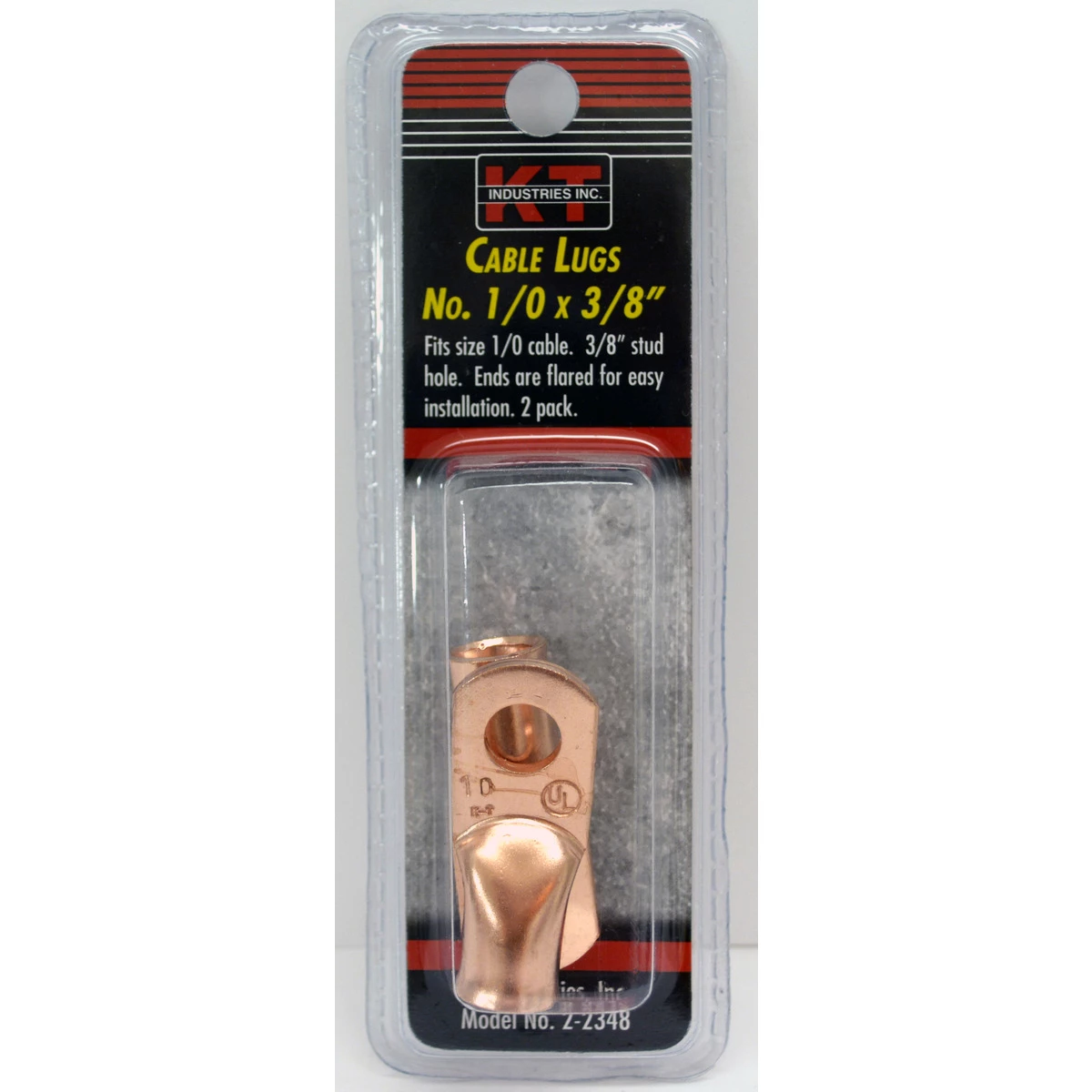 K-T Industries Cable Lug Size, 2-Pack, Copper, 1/0 Cable, 3/8 IN, 2-2348 3 K-T Industries Cable Lug Size, 2-Pack, Copper, 1/0 Cable, 3/8 IN, 2-2348