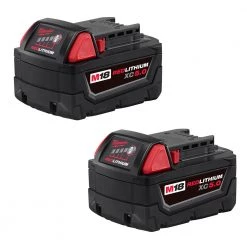 Milwaukee Tool RedLithium 5.0 AH Battery, M18, 2-Pack, 48-11-1852