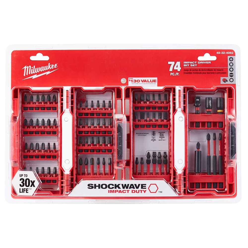Milwaukee Tool Shockwave Impact Driver Bit Set, 74-Piece, 48-32-4062 3 Milwaukee Tool Shockwave Impact Driver Bit Set, 74-Piece, 48-32-4062