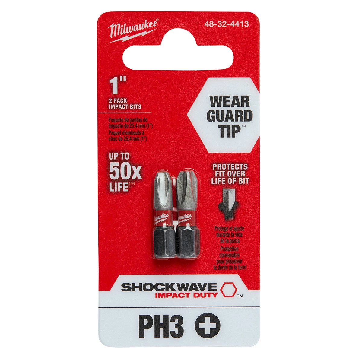 Milwaukee Tool Shockwave Impact Bit PH3, 2-Pack, 48-32-4413, 1 IN 4 Milwaukee Tool Shockwave Impact Bit PH3, 2-Pack, 48-32-4413, 1 IN - Image 2