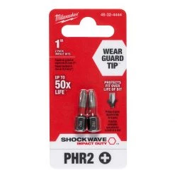 Milwaukee Tool Shockwave Impact Bit PHR2, 2-Pack, 48-32-4444, 1 IN