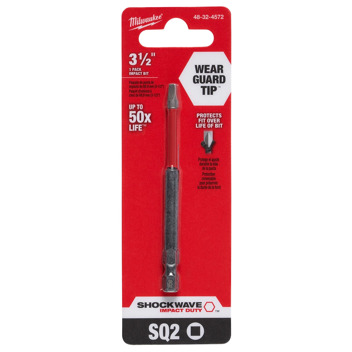 Milwaukee Tool Shockwave Power Bit SQ2, 48-32-4572, 3-1/2 IN 4 Milwaukee Tool Shockwave Power Bit SQ2, 48-32-4572, 3-1/2 IN - Image 2