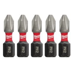 Milwaukee Tool Shockwave Impact Bit PH2, 5-Pack, 48-32-4601, 1 IN