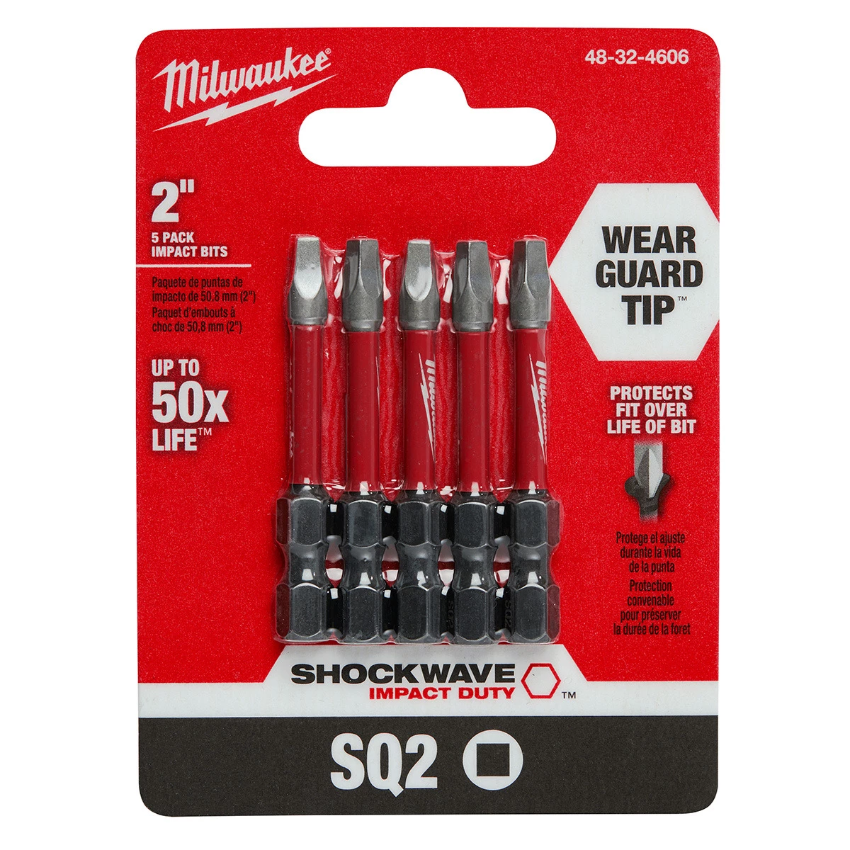 Milwaukee Tool Shockwave Power Bit SQ2, 5-Pack, 48-32-4606, 2 IN 4 Milwaukee Tool Shockwave Power Bit SQ2, 5-Pack, 48-32-4606, 2 IN - Image 2