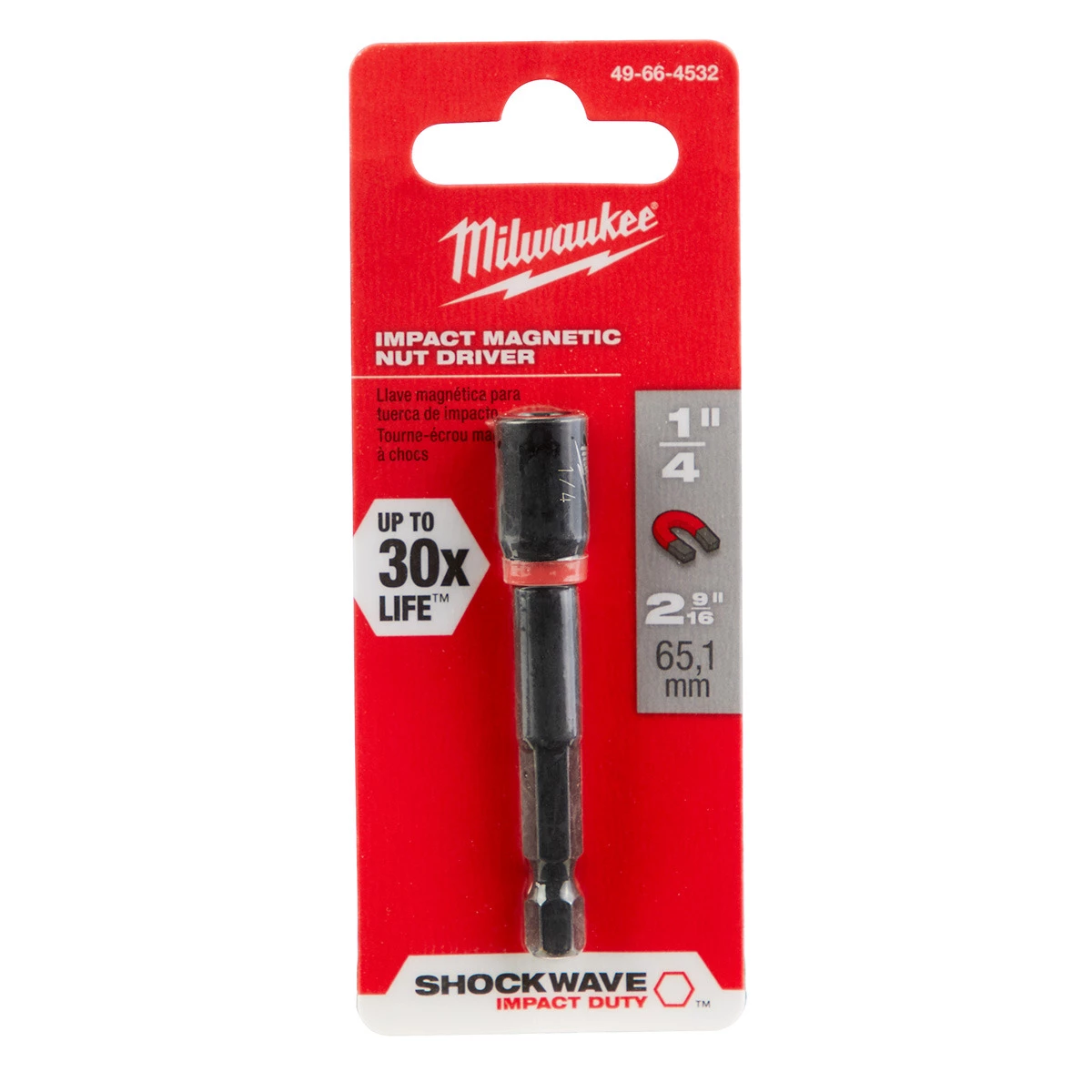 Milwaukee Tool Shockwave Impact Magnetic Nutdriver, 1/4 IN, 49-66-4532 4 Milwaukee Tool Shockwave Impact Magnetic Nutdriver, 1/4 IN, 49-66-4532 - Image 2