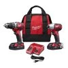 Milwaukee Tool Combo Drill / Impact Drill / 2 Cmpt Battery, M18, 2691-22