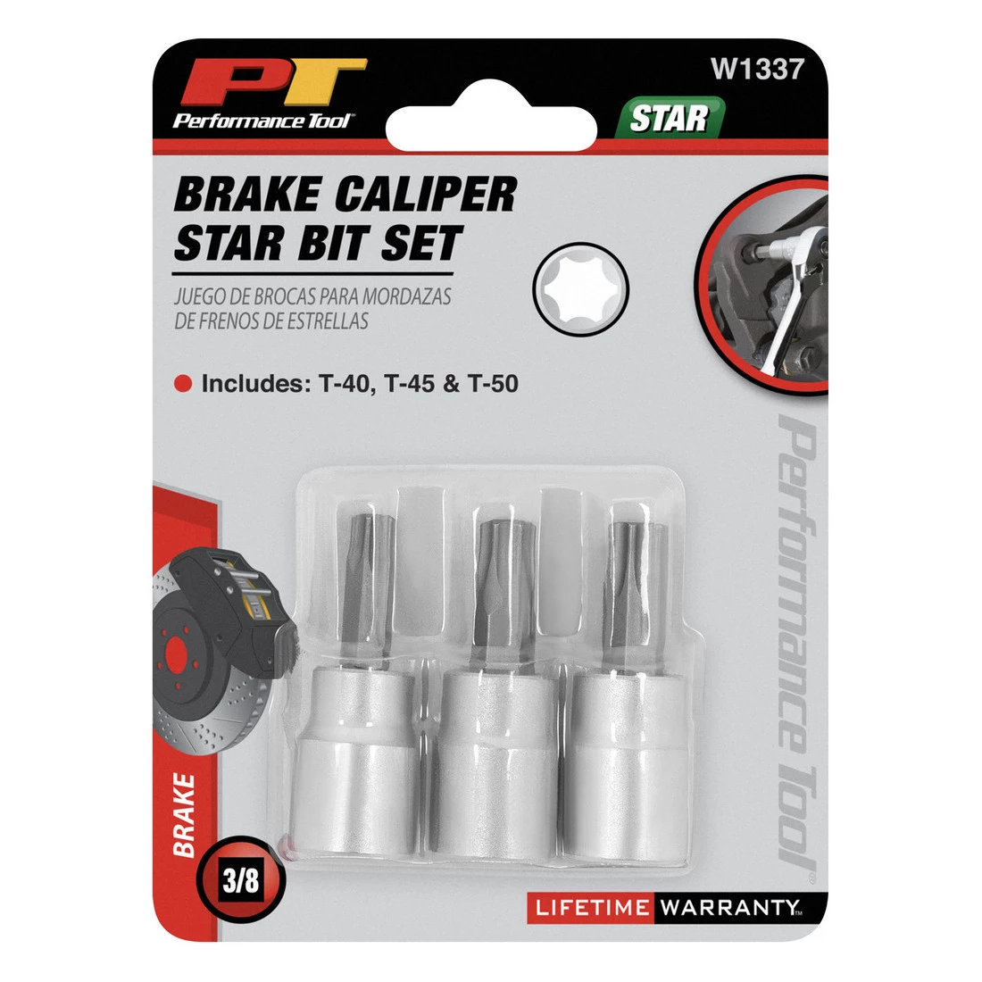 Performance Tool Brake Caliper Star Bit Set, 3-Piece, W1337 4 Performance Tool Brake Caliper Star Bit Set, 3-Piece, W1337 - Image 2