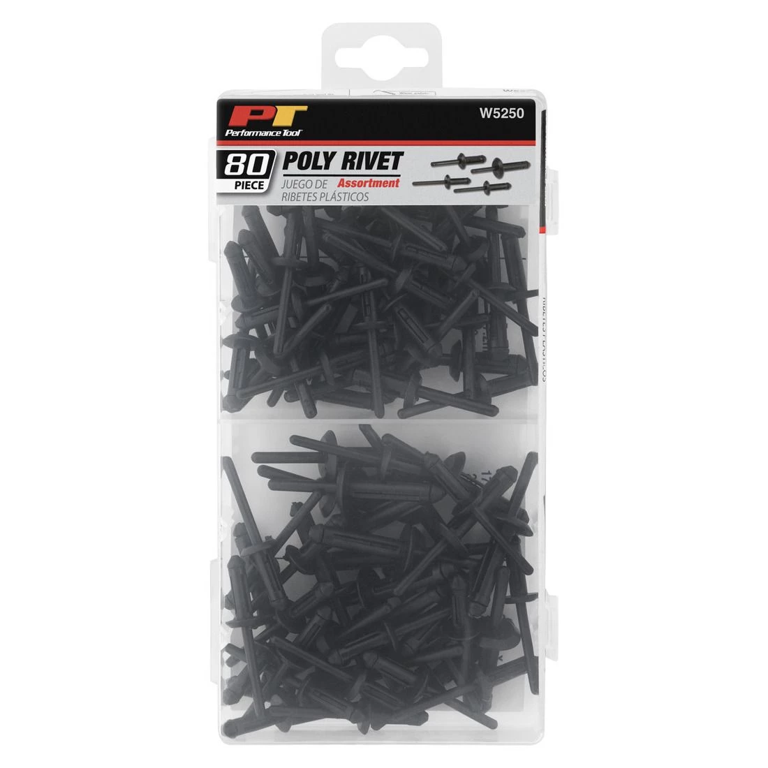 Performance Tool Poly Rivet Assortment, 80-Piece, W5250 4 Performance Tool Poly Rivet Assortment, 80-Piece, W5250 - Image 2