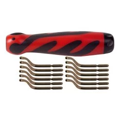 Shaviv Mango Click Handle E w/12 E100 heavy duty deburring blades, 29229