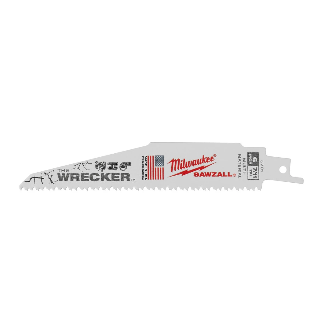 Milwaukee Tool The Wrecker Multi-Material SAWZALL Blade, 6 IN, 7/11 TPI, 5-Pack, 48-00-5701, 6 IN 3 Milwaukee Tool The Wrecker Multi-Material SAWZALL Blade, 6 IN, 7/11 TPI, 5-Pack, 48-00-5701, 6 IN