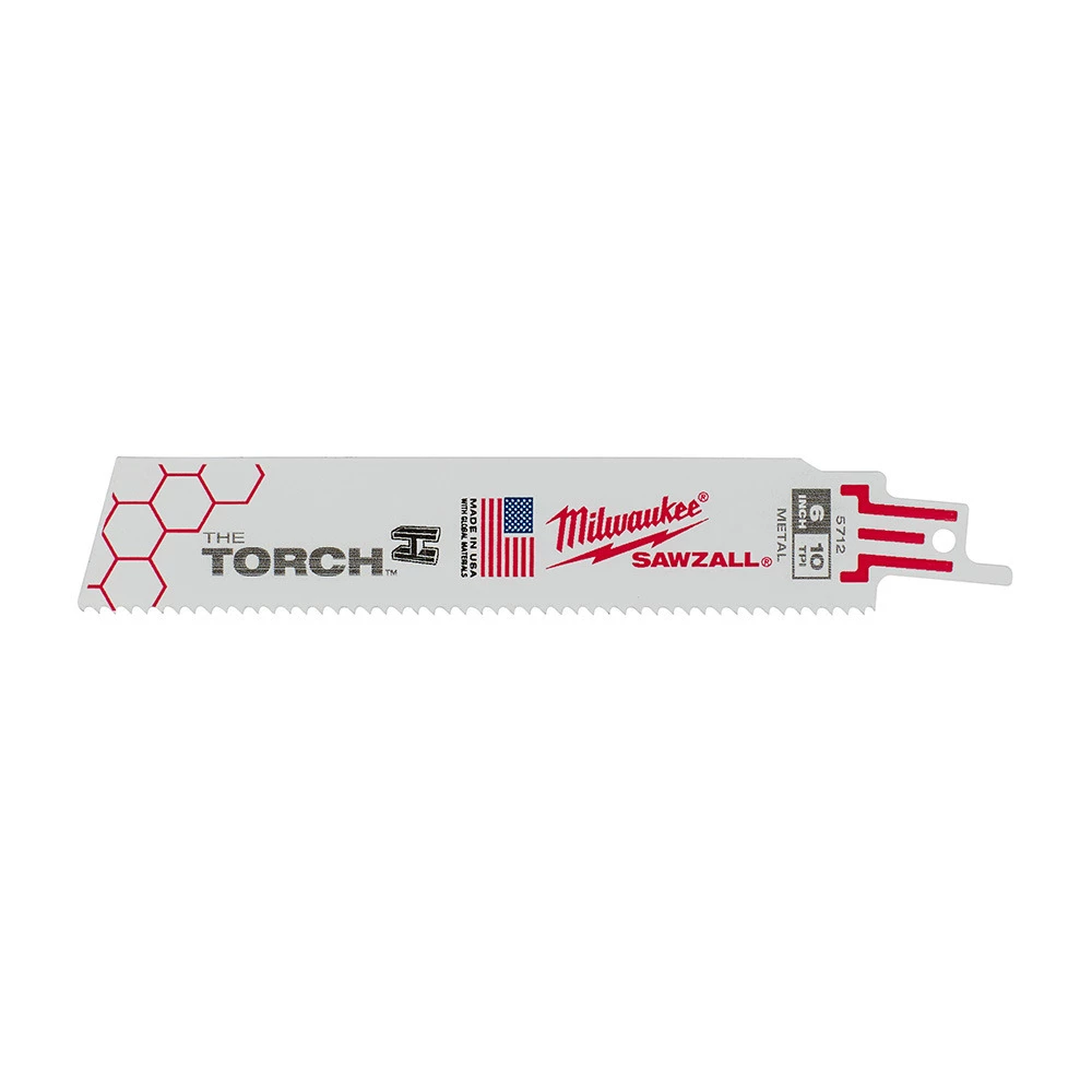 Milwaukee Tool The Torch SAWZALL Blades, 6 IN, 10 TPI, 5-Pack, 48-00-5712, 6 IN 3 Milwaukee Tool The Torch SAWZALL Blades, 6 IN, 10 TPI, 5-Pack, 48-00-5712, 6 IN