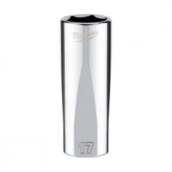 Milwaukee Tool 6-Point 3/8 IN Drive Deep Socket, 45-34-0117, 17 mm