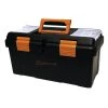 Homak Plastic Tool box with Tray & Dividers, BK00119005, Black, 20 IN