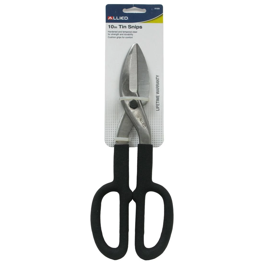 Allied 10 IN Tin Snips, Straight W/ Cushion Grip Handle, 81608 3 Allied 10 IN Tin Snips, Straight W/ Cushion Grip Handle, 81608