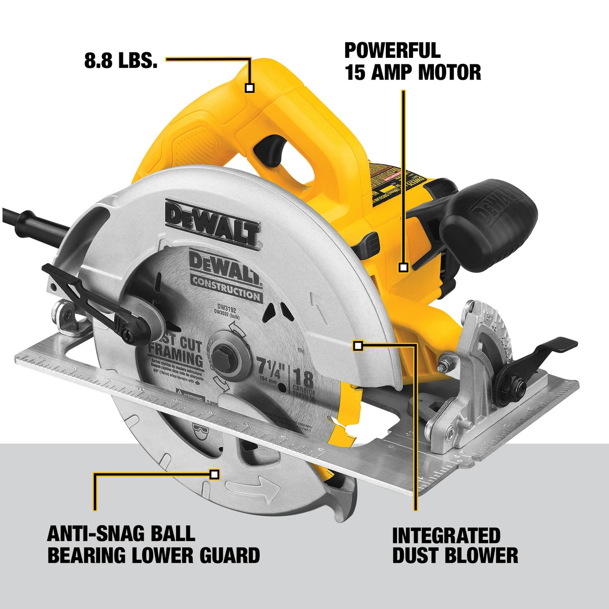 DEWALT Lightweight Circular Saw, 7-1/4 IN, DWE575 4 DEWALT Lightweight Circular Saw, 7-1/4 IN, DWE575 - Image 2