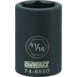 DEWALT 6-Point 1/2 Drive Standard Impact Socket, DWMT74655OSP, 11/16 IN