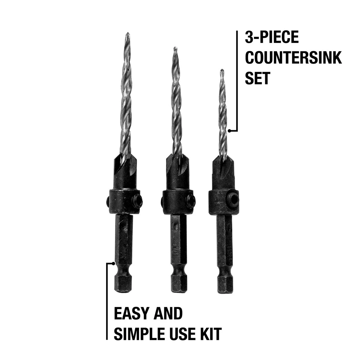 DEWALT Countersink Set, 3-Piece, DW2535 6 DEWALT Countersink Set, 3-Piece, DW2535 - Image 4