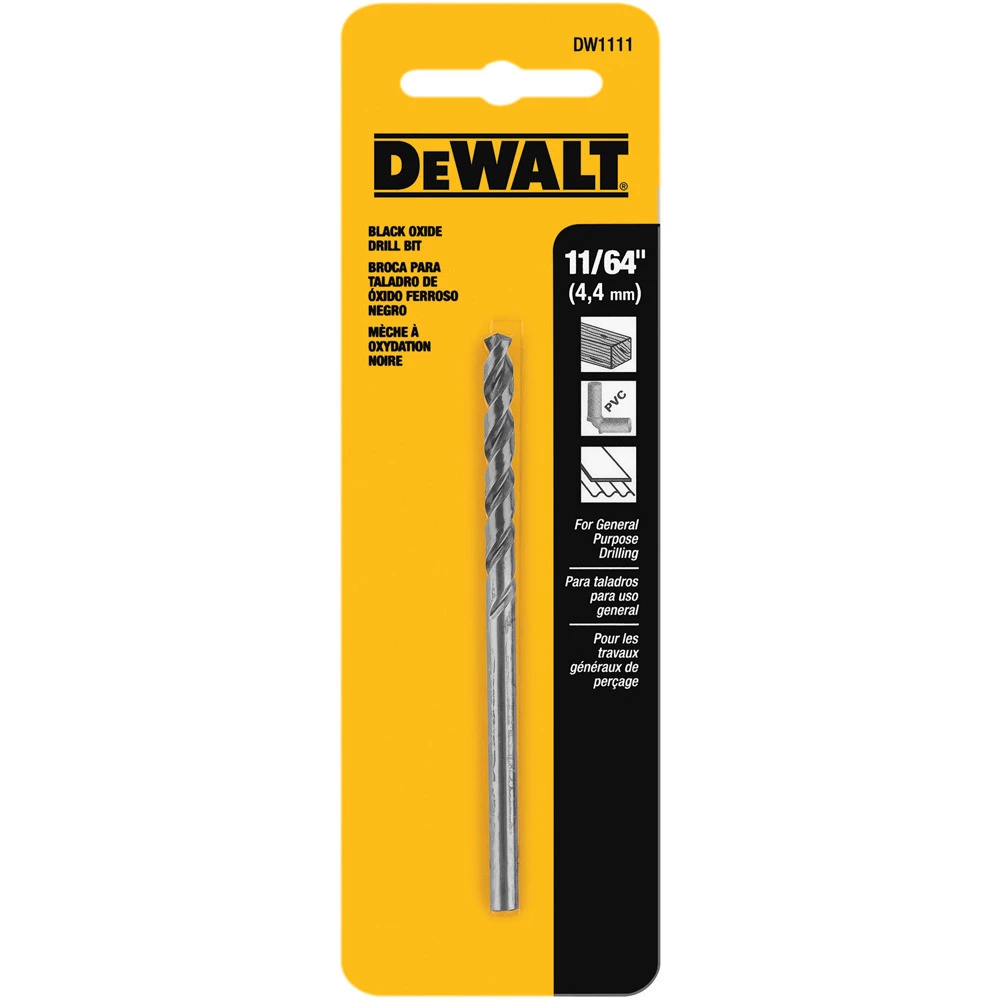 DEWALT Black Oxide Drill Bit, DW1111 G, 11/64 IN 3 DEWALT Black Oxide Drill Bit, DW1111 G, 11/64 IN