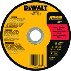 DEWALT Metal and Stainless Cutting Wheel, 6 IN x 0.040 IN x 7/8 IN, DW8725 Z