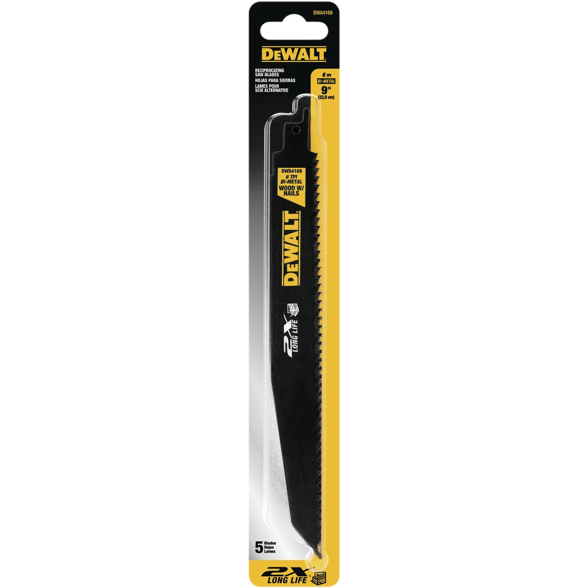 DEWALT Reciprocating Blade, 9 IN, 6 TPI, 5-Pack, DWA4169 3 DEWALT Reciprocating Blade, 9 IN, 6 TPI, 5-Pack, DWA4169