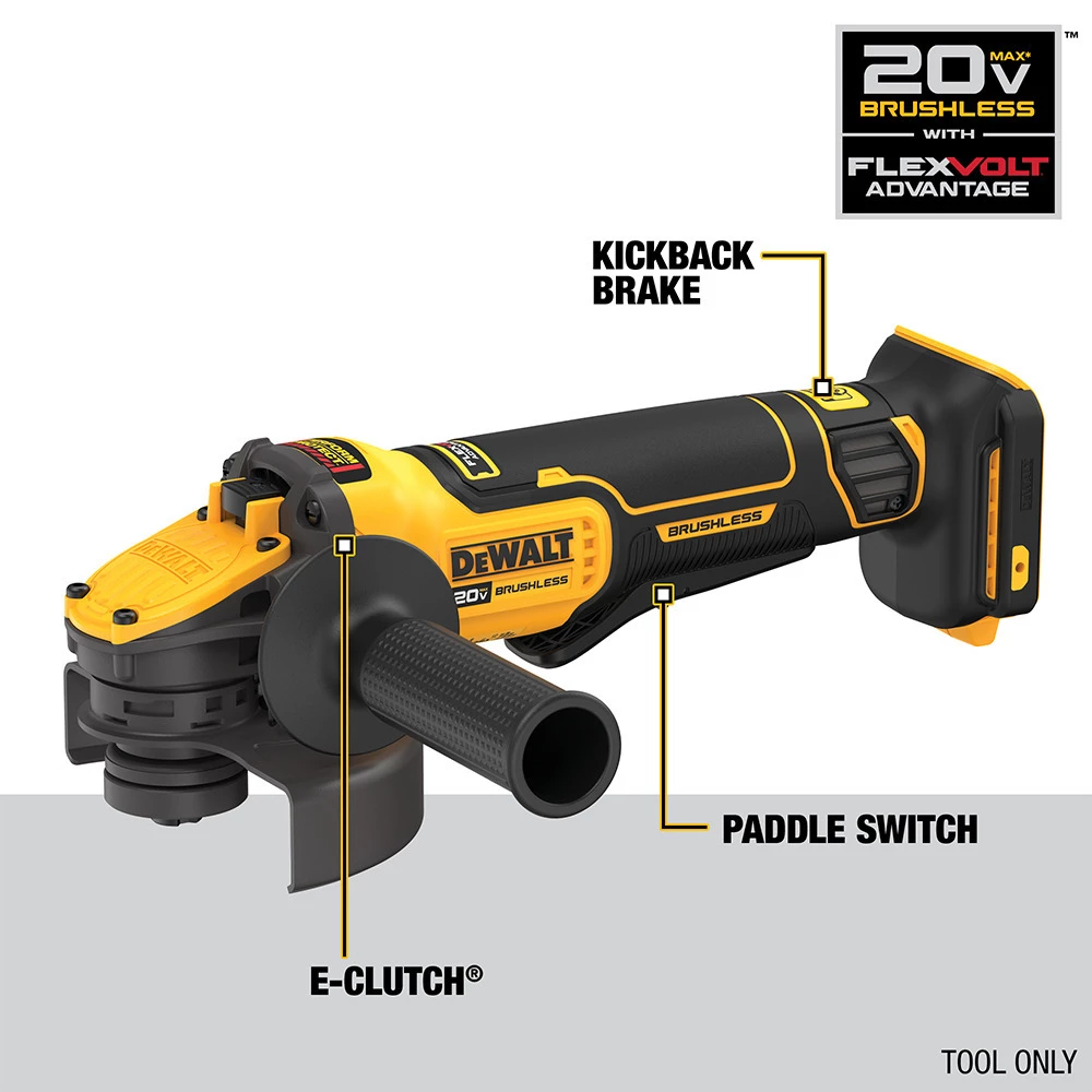 DEWALT FLEXVOLT Advantage Cordless Paddle Switch Angle Grinder (Tool Only), 20V MAX, 4-1/2 IN - 5 IN, DCG416B 4 DEWALT FLEXVOLT Advantage Cordless Paddle Switch Angle Grinder (Tool Only), 20V MAX, 4-1/2 IN - 5 IN, DCG416B - Image 2