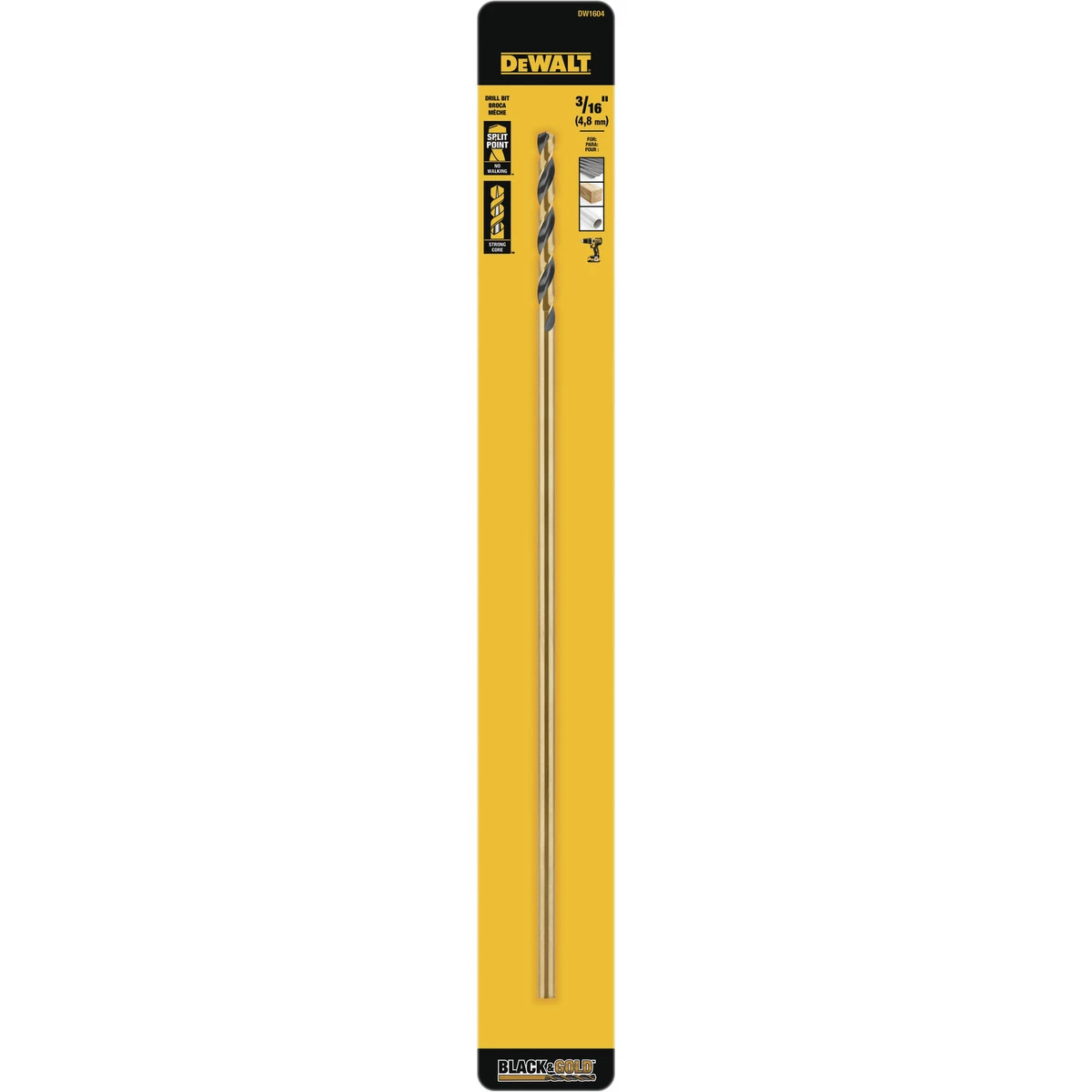 DEWALT Long Drill Bit, DW1604, 3/16 IN 4 DEWALT Long Drill Bit, DW1604, 3/16 IN - Image 2
