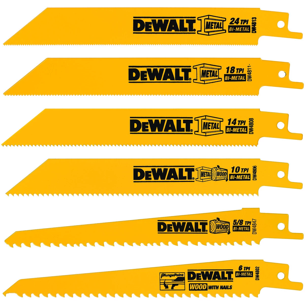 DEWALT Reciprocating Blade Set, 6-Piece, DW4856 3 DEWALT Reciprocating Blade Set, 6-Piece, DW4856