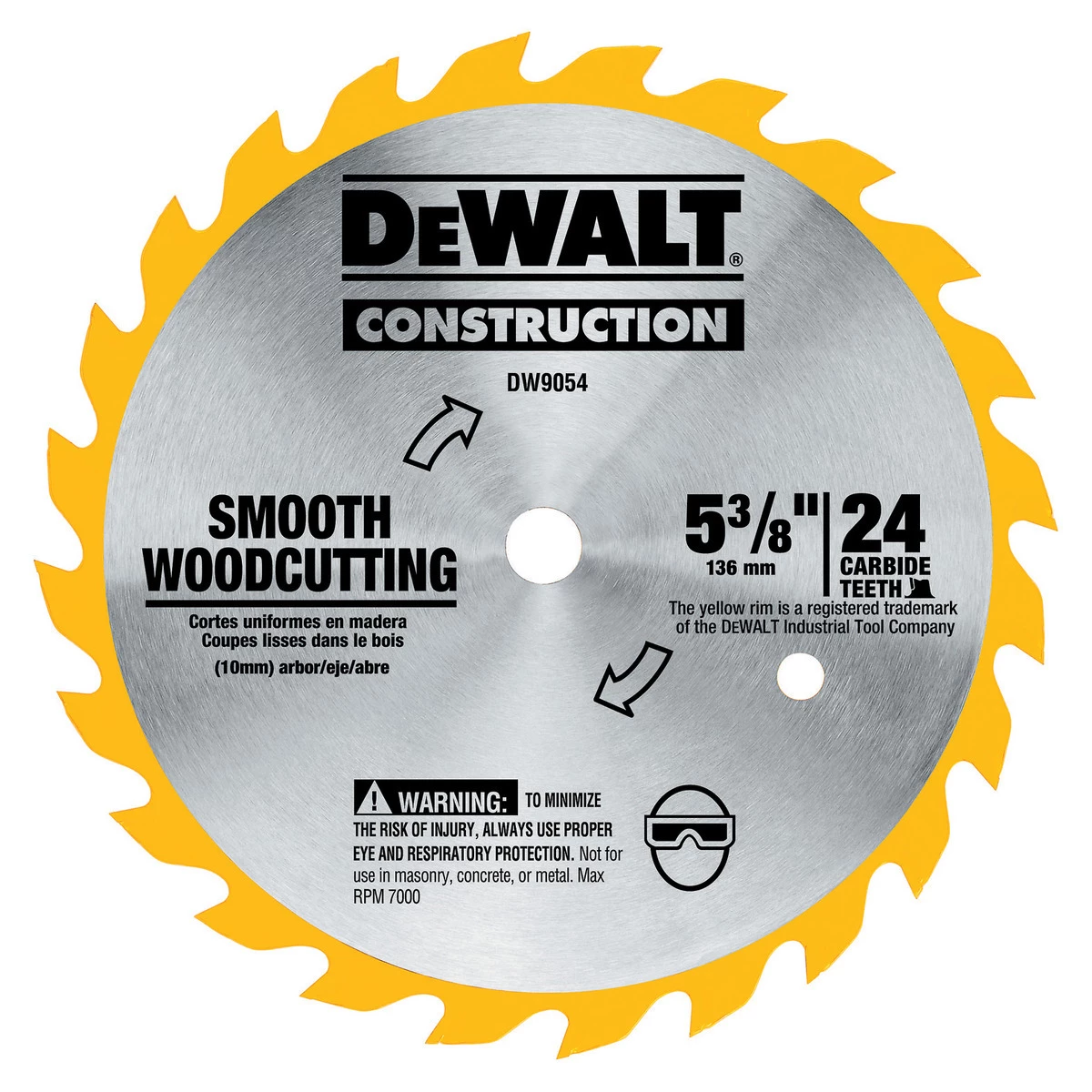 DEWALT 24-Tooth Carbide Blade, 5-3/8 IN, DW9054 3 DEWALT 24-Tooth Carbide Blade, 5-3/8 IN, DW9054