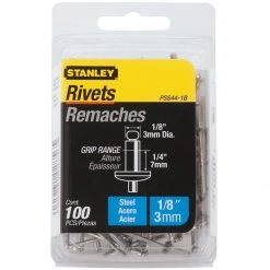 Stanley Steel Rivets, 1/8 IN x 1/4 IN, 100-Pack, PSS44-1B