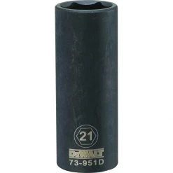 DEWALT 6-Point 1/2 IN Drive Deep Impact Socket, DWMT73951OSP, 21 mm