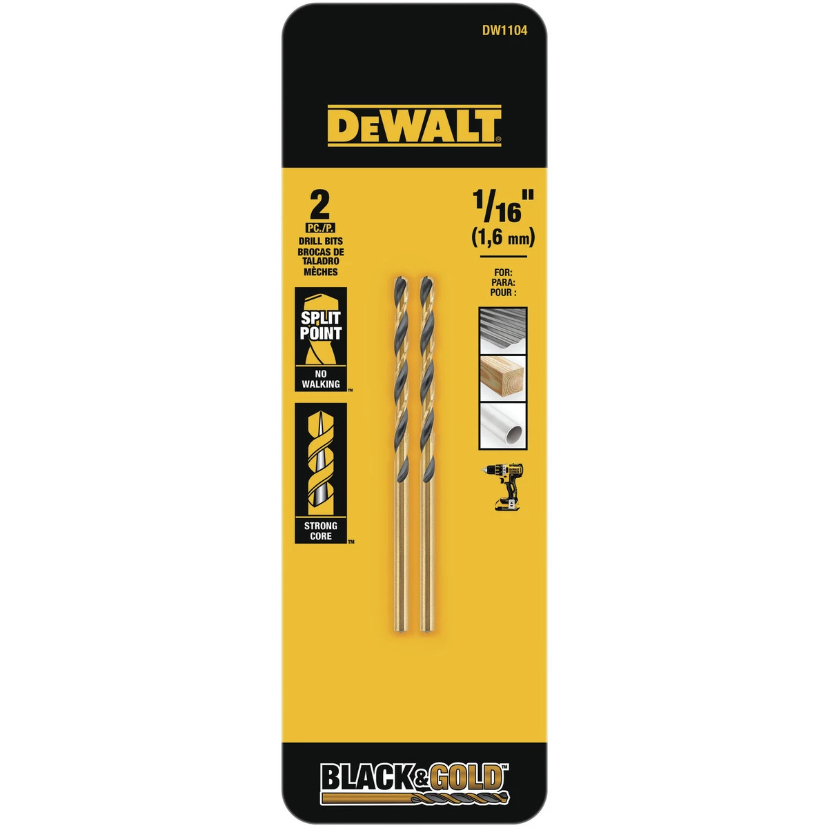 DEWALT Black Oxide Bit, 2-Pack, DW1104 G, 1/16 IN 4 DEWALT Black Oxide Bit, 2-Pack, DW1104 G, 1/16 IN - Image 2