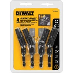DEWALT Magnetic Pivoting Nut Driver Set,1/4 IN, 5/16 IN, 3/8 IN, 7/16 IN, 4-Piece, DWPVTDRV