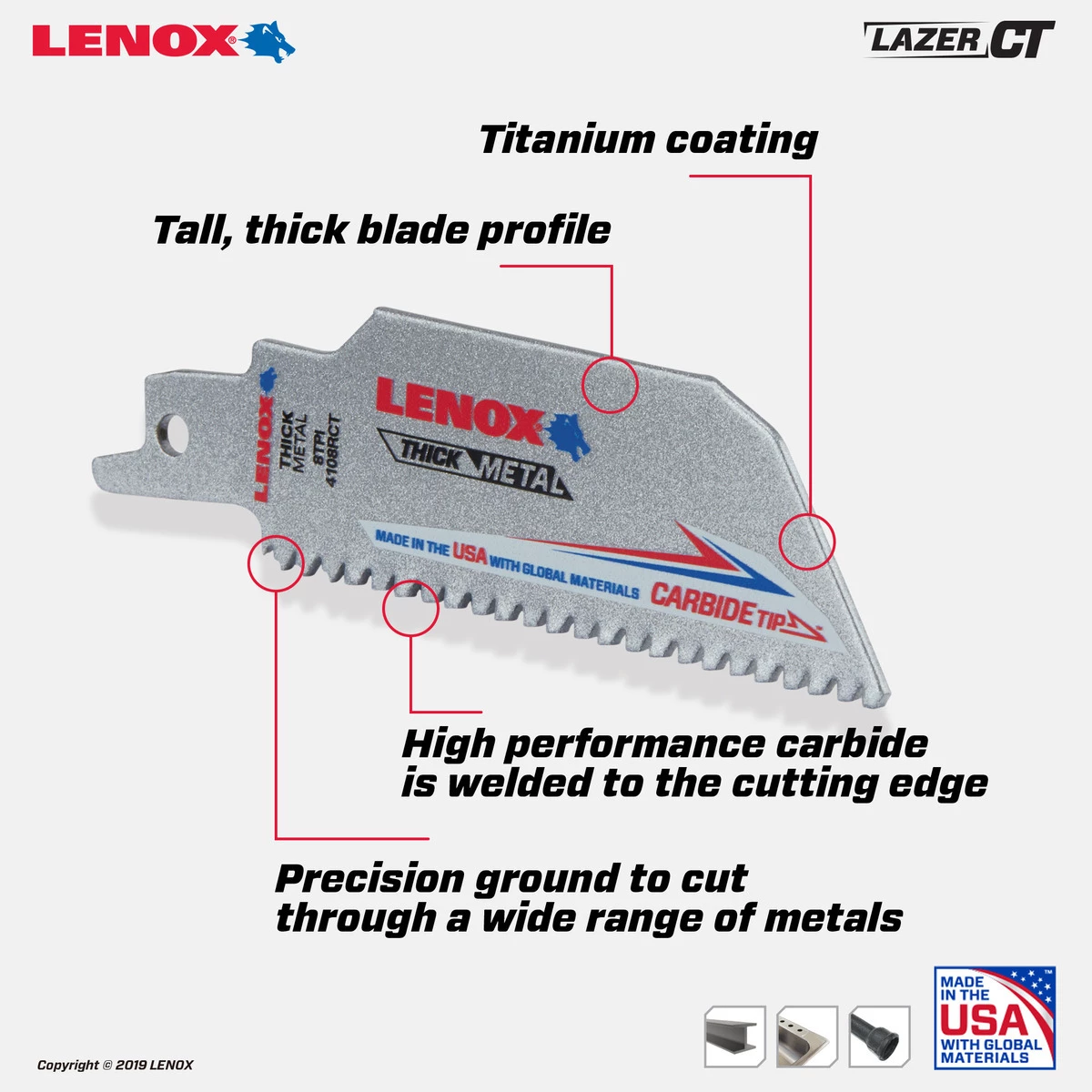 Lenox Lazer Carbide Tipped Reciprocating Saw Blade, 4 IN, 8 TPI, 2014212 4 Lenox Lazer Carbide Tipped Reciprocating Saw Blade, 4 IN, 8 TPI, 2014212 - Image 2