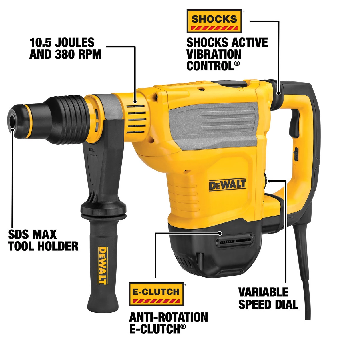 DEWALT SDS Max Combination Rotary Hammer Kit, 1-3/4 IN, D25614K 6 DEWALT SDS Max Combination Rotary Hammer Kit, 1-3/4 IN, D25614K - Image 4