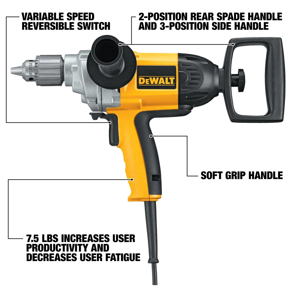DEWALT Heavy-Duty Spade Handle Drill, 1/2 IN, DW130V 4 DEWALT Heavy-Duty Spade Handle Drill, 1/2 IN, DW130V - Image 2