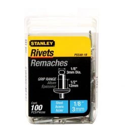 Stanley Steel Rivets, 1/8 IN x 1/2 IN, 100-Pack, PSS48-1B