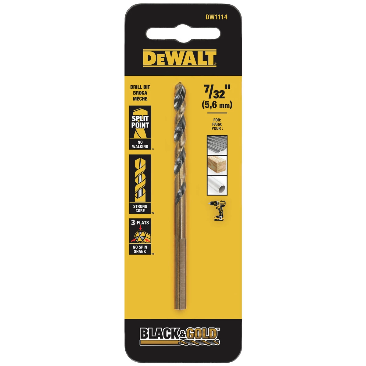 DEWALT Black Oxide Drill Bit, DW1114 G, 7/32 IN 4 DEWALT Black Oxide Drill Bit, DW1114 G, 7/32 IN - Image 2