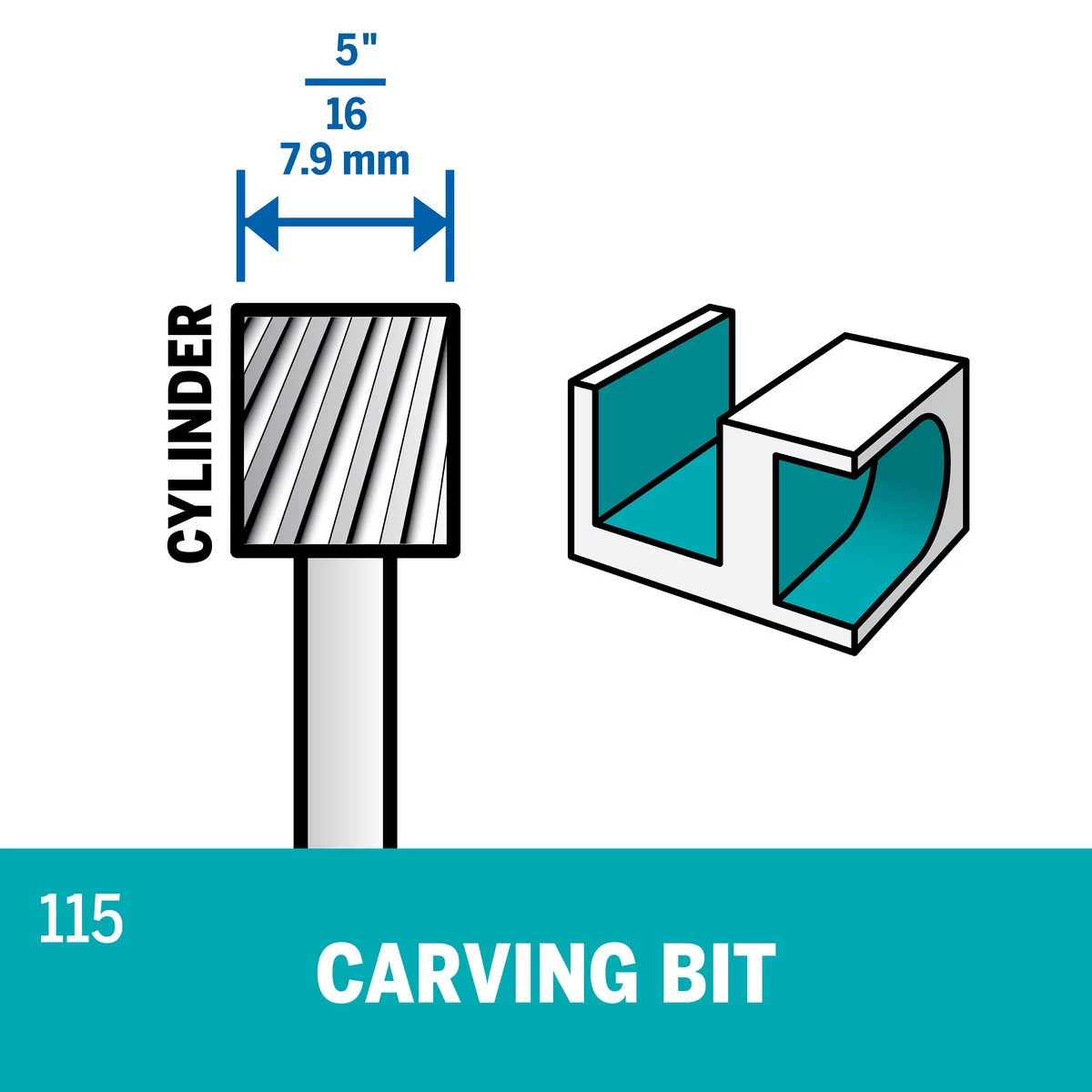 Dremel 5/16 IN High Speed Cutter, 1/8 IN Shank, 2-Pack, 115 4 Dremel 5/16 IN High Speed Cutter, 1/8 IN Shank, 2-Pack, 115 - Image 2