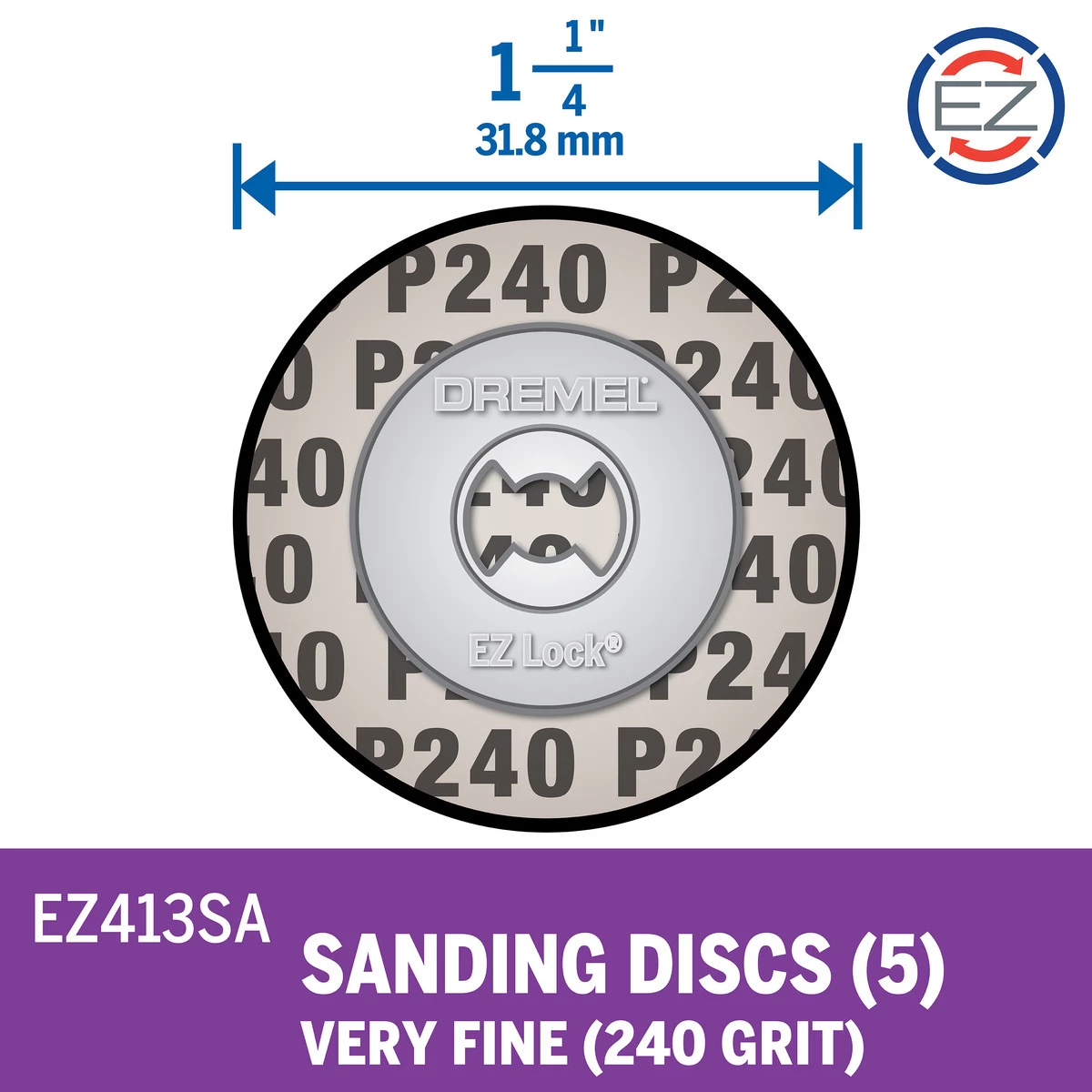 Dremel EZ Lock Sanding Disc, 240 grit, EZ413SA 4 Dremel EZ Lock Sanding Disc, 240 grit, EZ413SA - Image 2