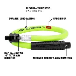 Flexzilla Ball Swivel Whip Hose, HFZ3802YW2B, 3/8 IN x 2 FT -Tools Elegant shop sftp a s assets20220505000000026