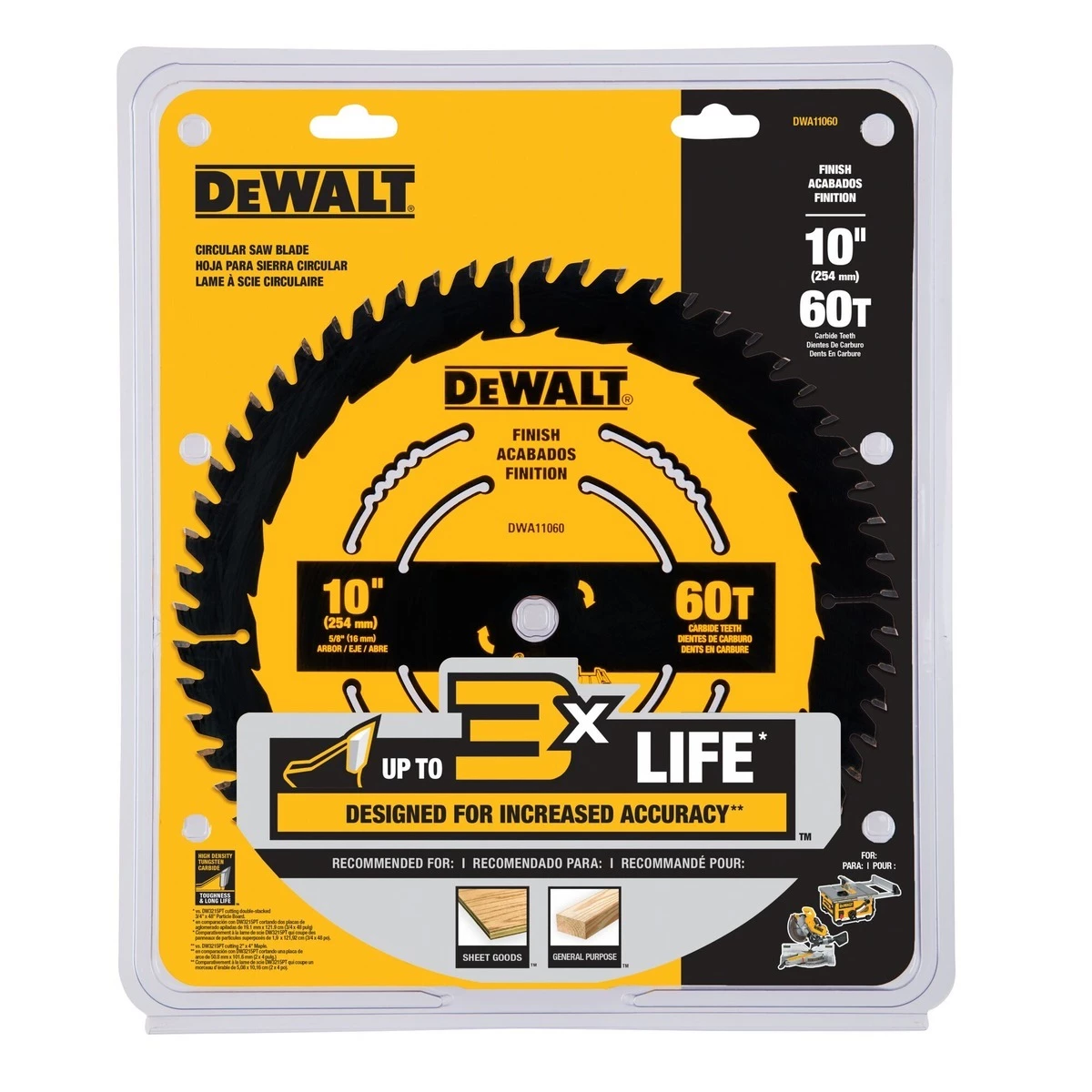 DEWALT Circular Finish Saw Blade, 60T, 10 IN, DWA11060 3 DEWALT Circular Finish Saw Blade, 60T, 10 IN, DWA11060